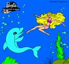 Dibujo Barbie jugando con un delfín pintado por antonela