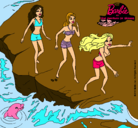 Dibujo Barbie y sus amigas en la playa pintado por dalibel