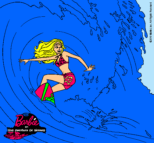 Barbie practicando surf