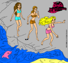 Dibujo Barbie y sus amigas en la playa pintado por giza
