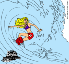 Dibujo Barbie practicando surf pintado por anny1245