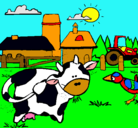 Dibujo Vaca en la granja pintado por juanito