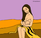 Dibujo Madre con su bebe pintado por Yoali