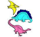 Dibujo Tres clases de dinosaurios pintado por saul