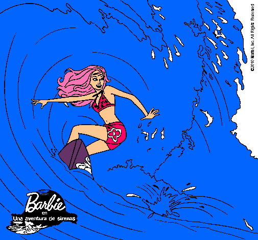 Barbie practicando surf