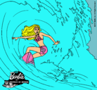Dibujo Barbie practicando surf pintado por alejita