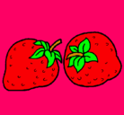 Dibujo fresas pintado por gemelas