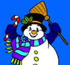 Dibujo Muñeco de nieve con bufanda pintado por jone