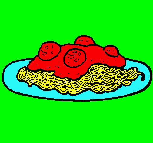 Dibujo Espaguetis con carne pintado por rios