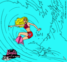 Dibujo Barbie practicando surf pintado por sofi12