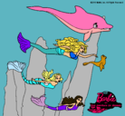 Dibujo Barbie nadando con sirenas pintado por mapdchs