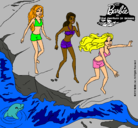 Dibujo Barbie y sus amigas en la playa pintado por marijj