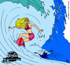Dibujo Barbie practicando surf pintado por DeNySuKa