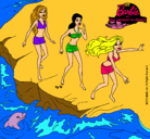 Dibujo Barbie y sus amigas en la playa pintado por aaaaaaaaaaagos