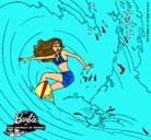 Dibujo Barbie practicando surf pintado por golfa