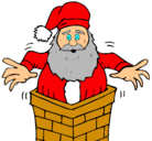 Dibujo Papa Noel en la chimenea pintado por papanuel