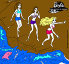 Dibujo Barbie y sus amigas en la playa pintado por montserratcorte