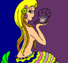 Dibujo Sirena y perla pintado por antonela