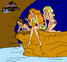 Dibujo Barbie y sus amigas sentadas pintado por Mika-Darki