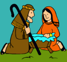 Dibujo Adoran al niño Jesús pintado por yessi
