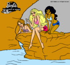 Dibujo Barbie y sus amigas sentadas pintado por melodyabigail