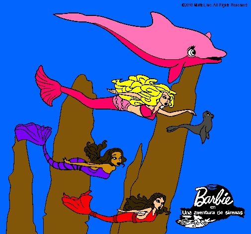 Barbie nadando con sirenas