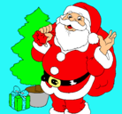 Dibujo Santa Claus y un árbol de navidad pintado por manolete