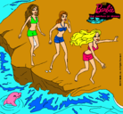 Dibujo Barbie y sus amigas en la playa pintado por cary
