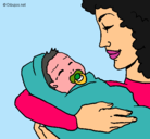 Dibujo Madre con su bebe II pintado por yeimy
