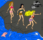 Dibujo Barbie y sus amigas en la playa pintado por Aitana1