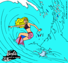 Dibujo Barbie practicando surf pintado por andymariposa