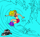 Dibujo Barbie practicando surf pintado por lerelele
