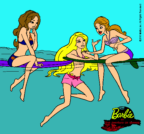 Dibujo Barbie y sus amigas pintado por lerelele