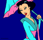 Dibujo Geisha con paraguas pintado por michelle12