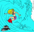 Dibujo Barbie practicando surf pintado por paolapetri