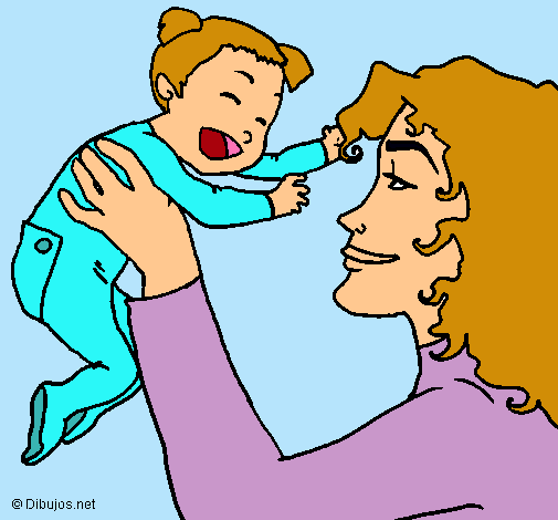Dibujo Madre con su bebe pintado por dianita