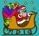 Dibujo Papa Noel en su trineo pintado por kelly 