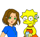 Dibujo Sakura y Lisa pintado por valencia