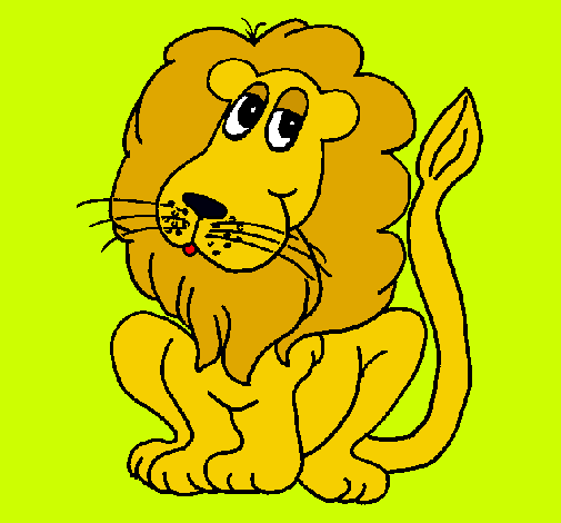 Dibujo León pintado por paternera