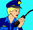 Dibujo Policía con el walkie pintado por juanfranpez