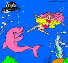Dibujo Barbie jugando con un delfín pintado por rotceh