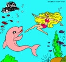 Dibujo Barbie jugando con un delfín pintado por paolapetri