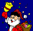 Dibujo Santa Claus y su campana pintado por javiera 