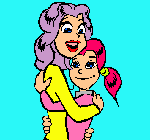 Dibujo Madre e hija abrazadas pintado por alexa