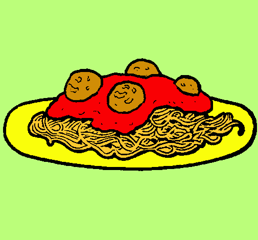 Dibujo Espaguetis con carne pintado por perri