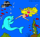 Dibujo Barbie jugando con un delfín pintado por tamarita