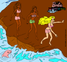 Dibujo Barbie y sus amigas en la playa pintado por jade