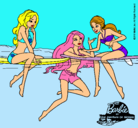 Dibujo Barbie y sus amigas pintado por tresamiguas