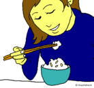 Dibujo Comiendo arroz pintado por Marisaa