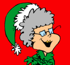 Dibujo Abuela con gorro navideño pintado por yessi